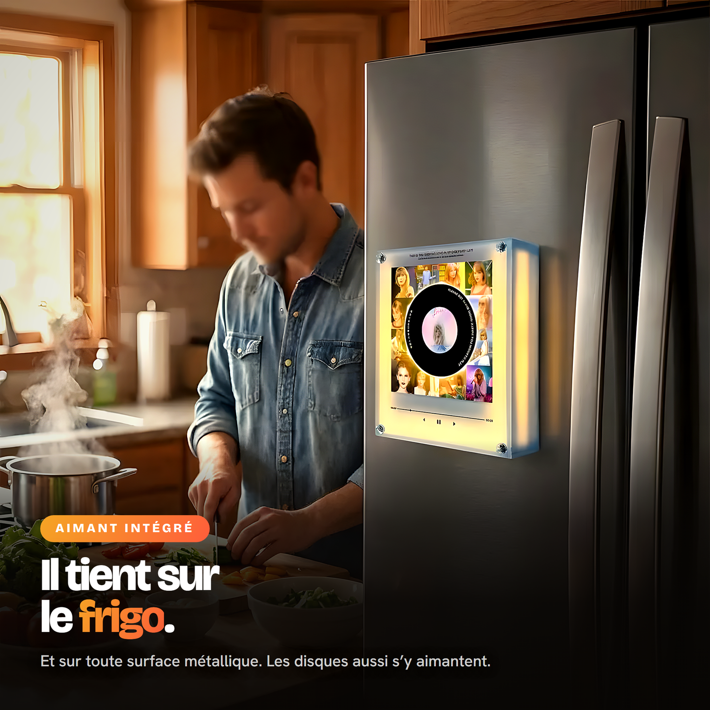 La platine aimantée sur la porte du frigo